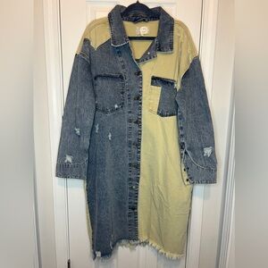 Oli & Hali Oversized Denim Patchwork Duster Jacket size Small